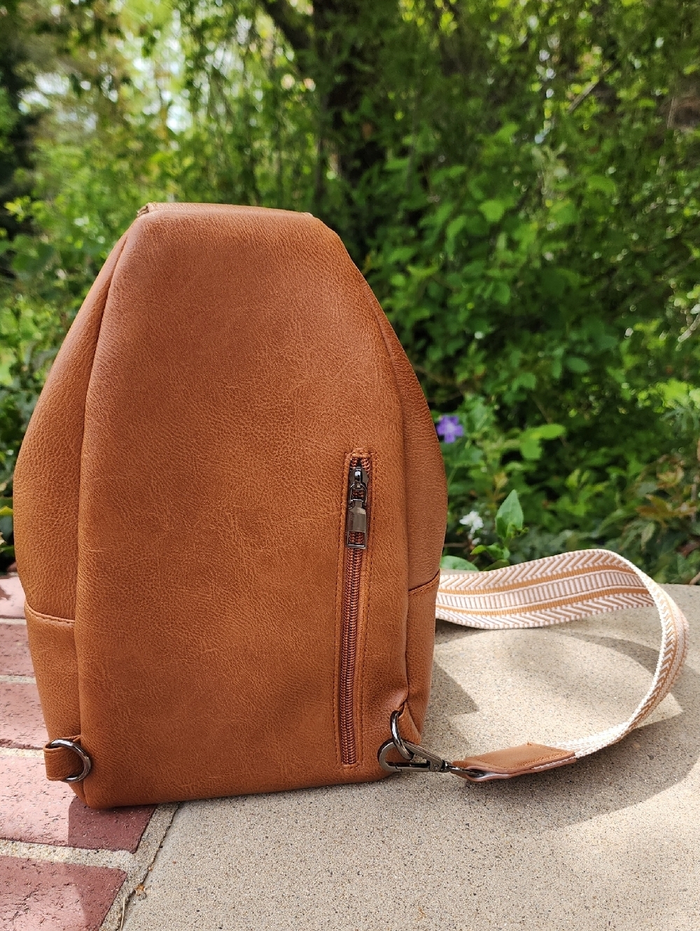 NWOT Sling Backpack in Cognac Brown - Compact Crossbody Bag - Picture 8 of 17